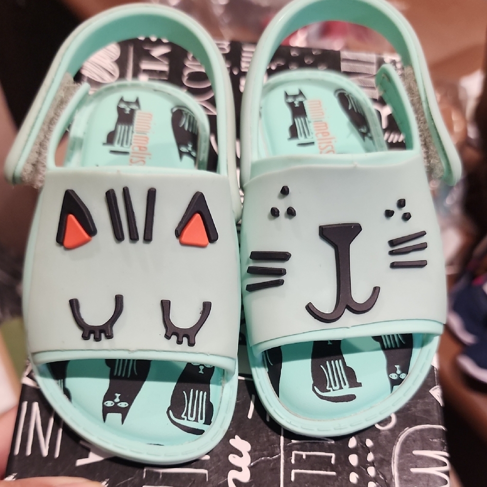 Mini Melissa Light Green Cat Face Sandals
